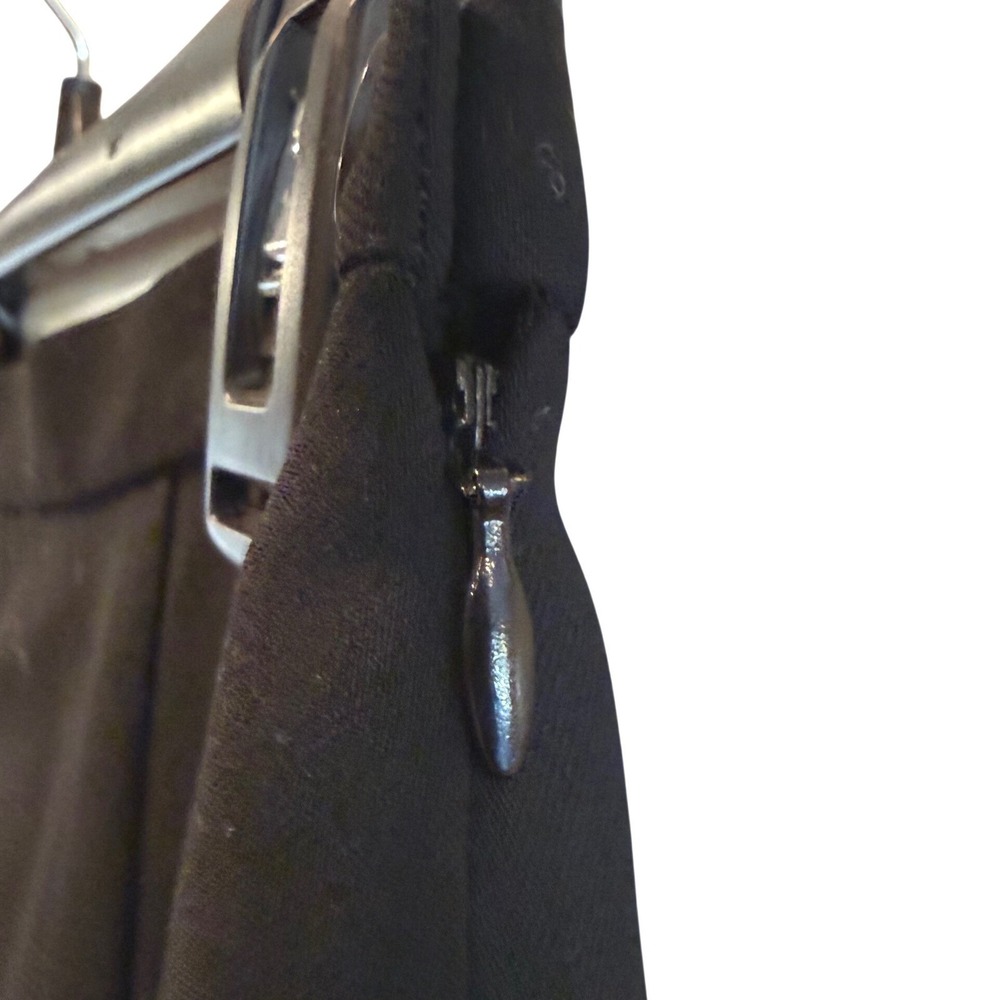 Giorgio Armani Black Wool Midi Skirt Size 42 Made in Italy Side Zip Slit - Picture 3 of 6